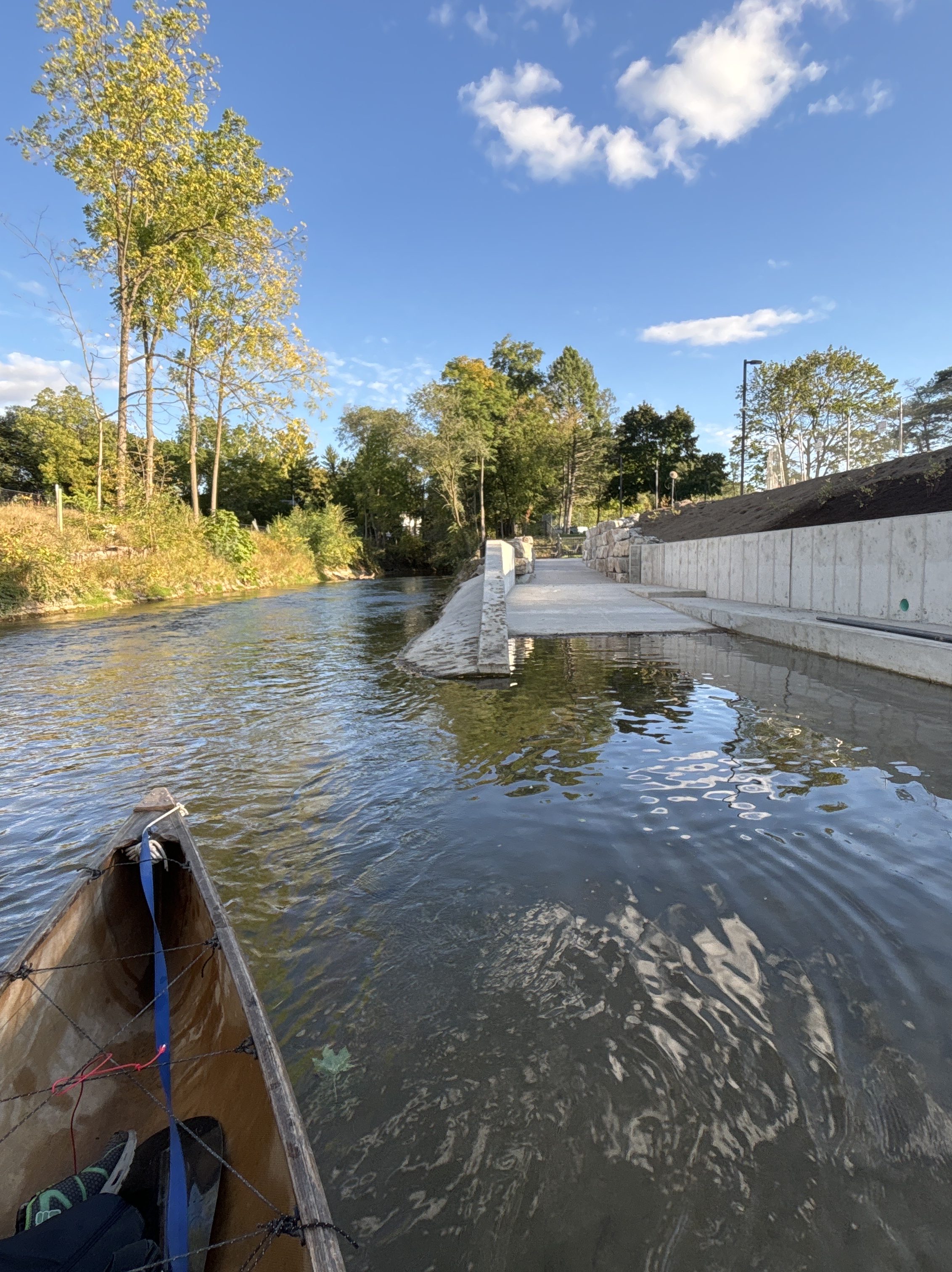 Kirk Park concrete boat launch, view from creek